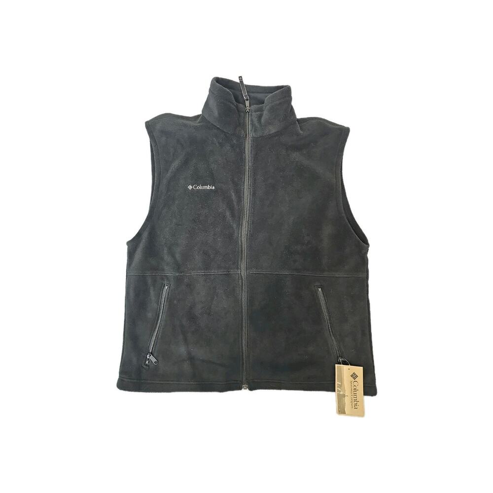 Columbia Fleece Vest Men's Size L Black Sleeve Less Zip Outdoors Hiking Walking